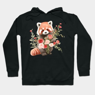 Red panda with flowers Hoodie